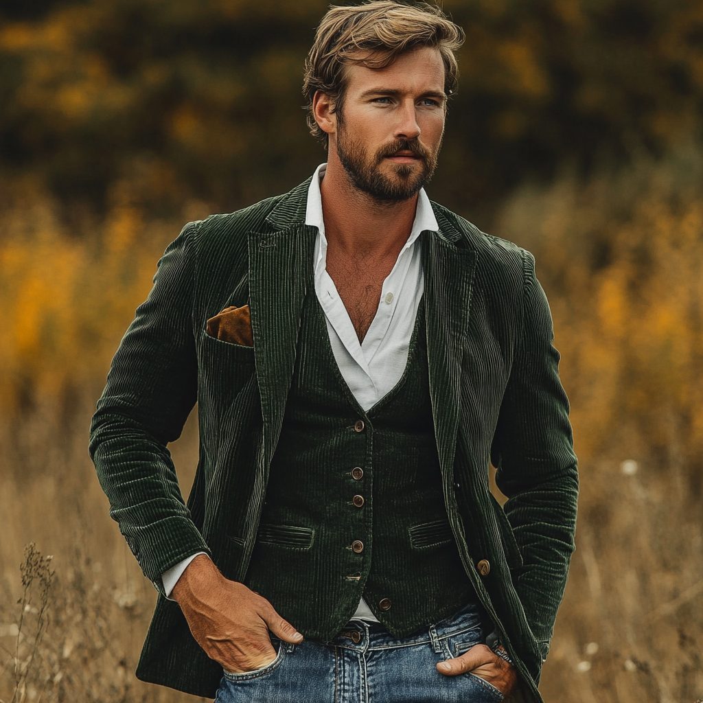 Blazer da Uomo con Revers a Lancia e Gilet Abbinato — foto 4