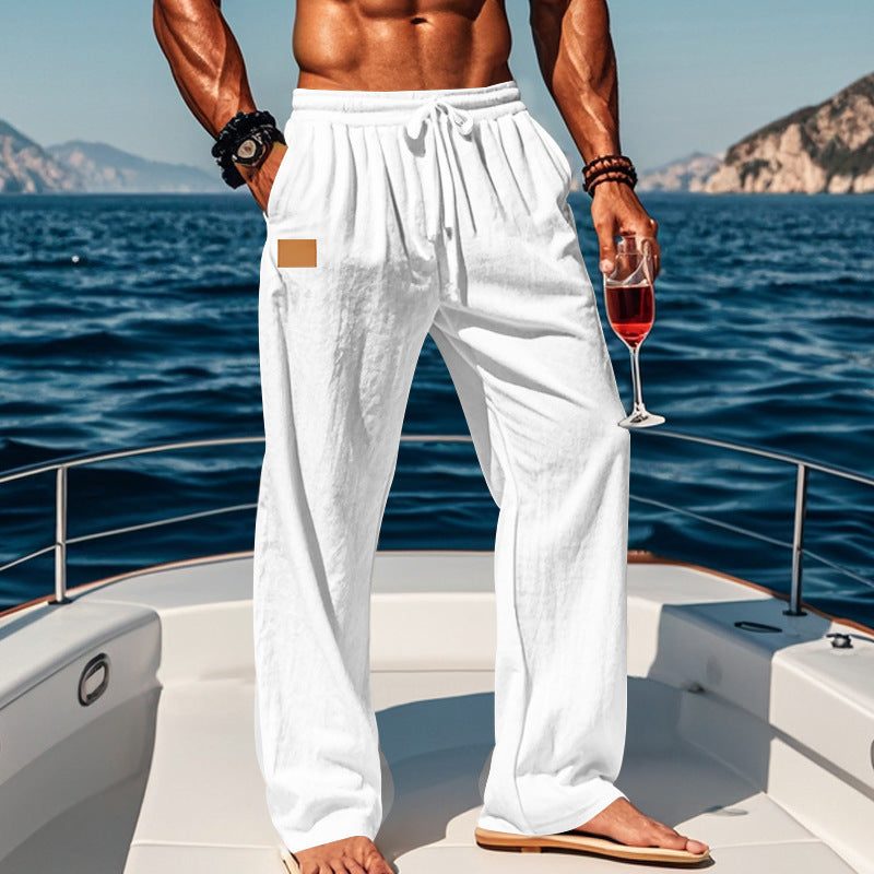 Pantaloni Gamba Dritta da Uomo Vita con Coulisse
