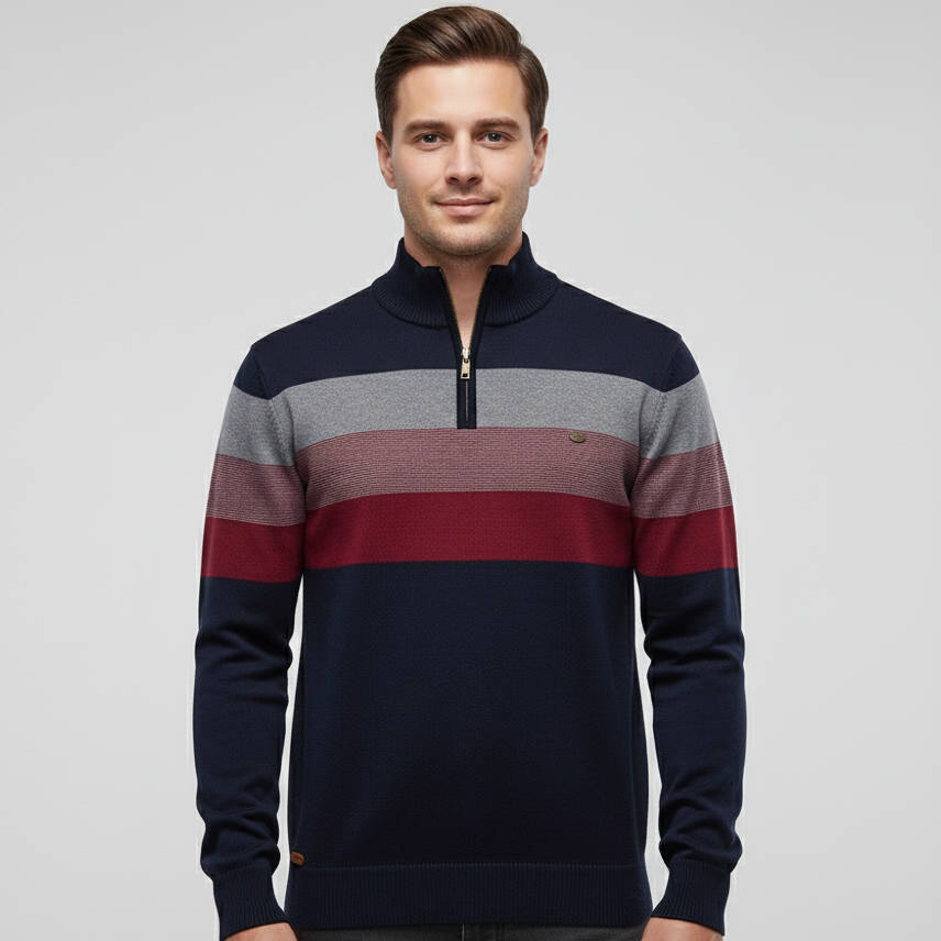 Dolcevita con Zip da Uomo in Cotone Elasticizzato