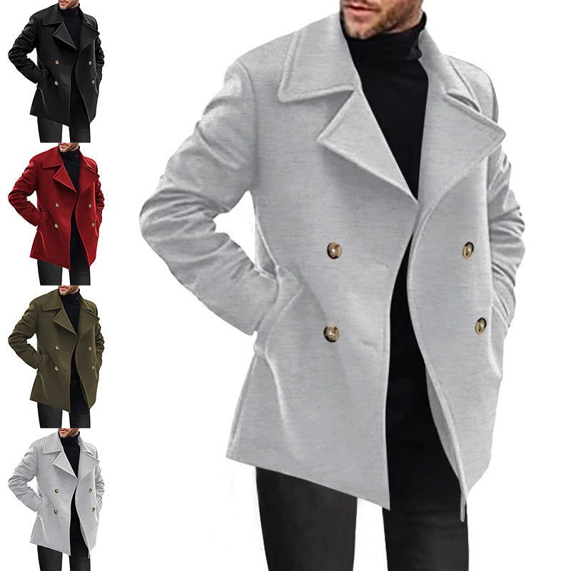 Cappotto Doppiopetto da Uomo in Lana Fino a Metà Coscia