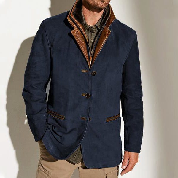 Blazer da Uomo Collo a Revers a Contrasto — foto 4