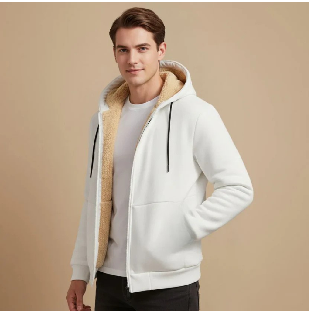 Felpa con Cappuccio da Uomo Foderata e Zip Intera — foto 10