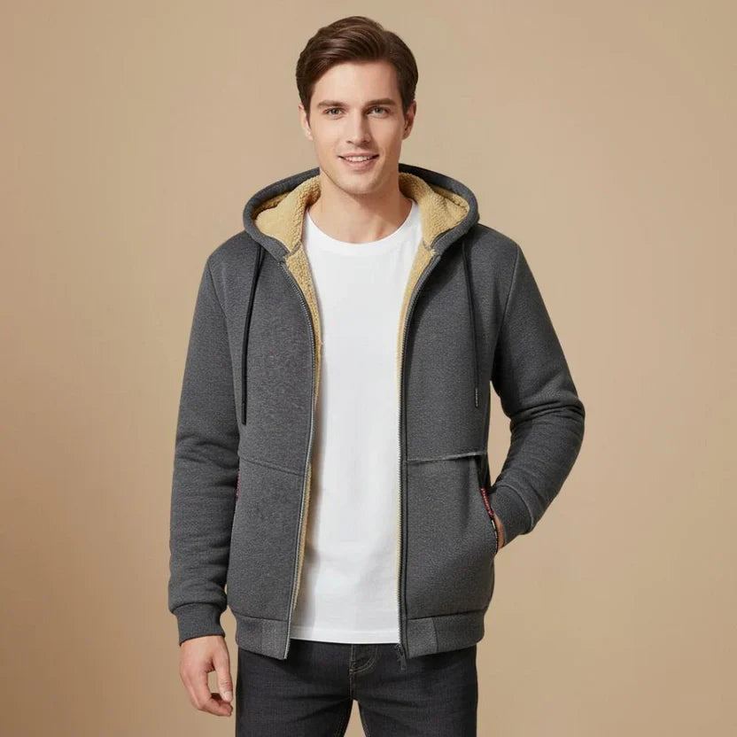 Felpa con Cappuccio da Uomo Foderata e Zip Intera — foto 2
