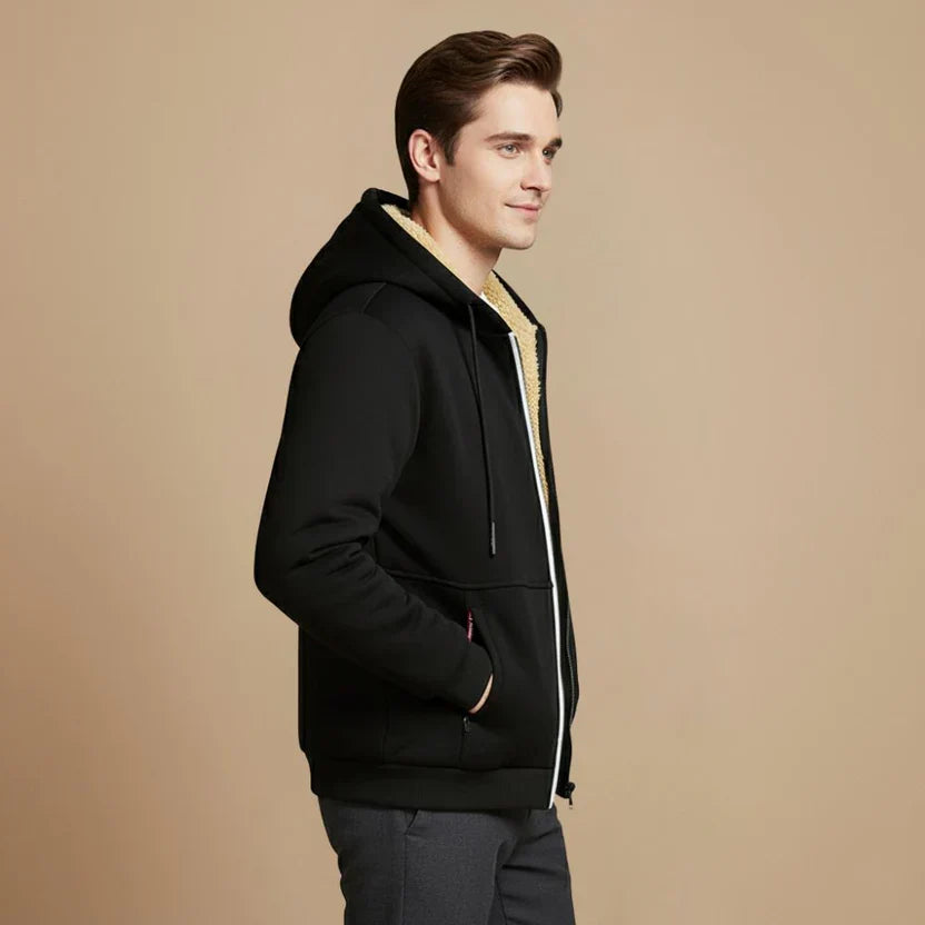 Felpa con Cappuccio da Uomo Foderata e Zip Intera — foto 3