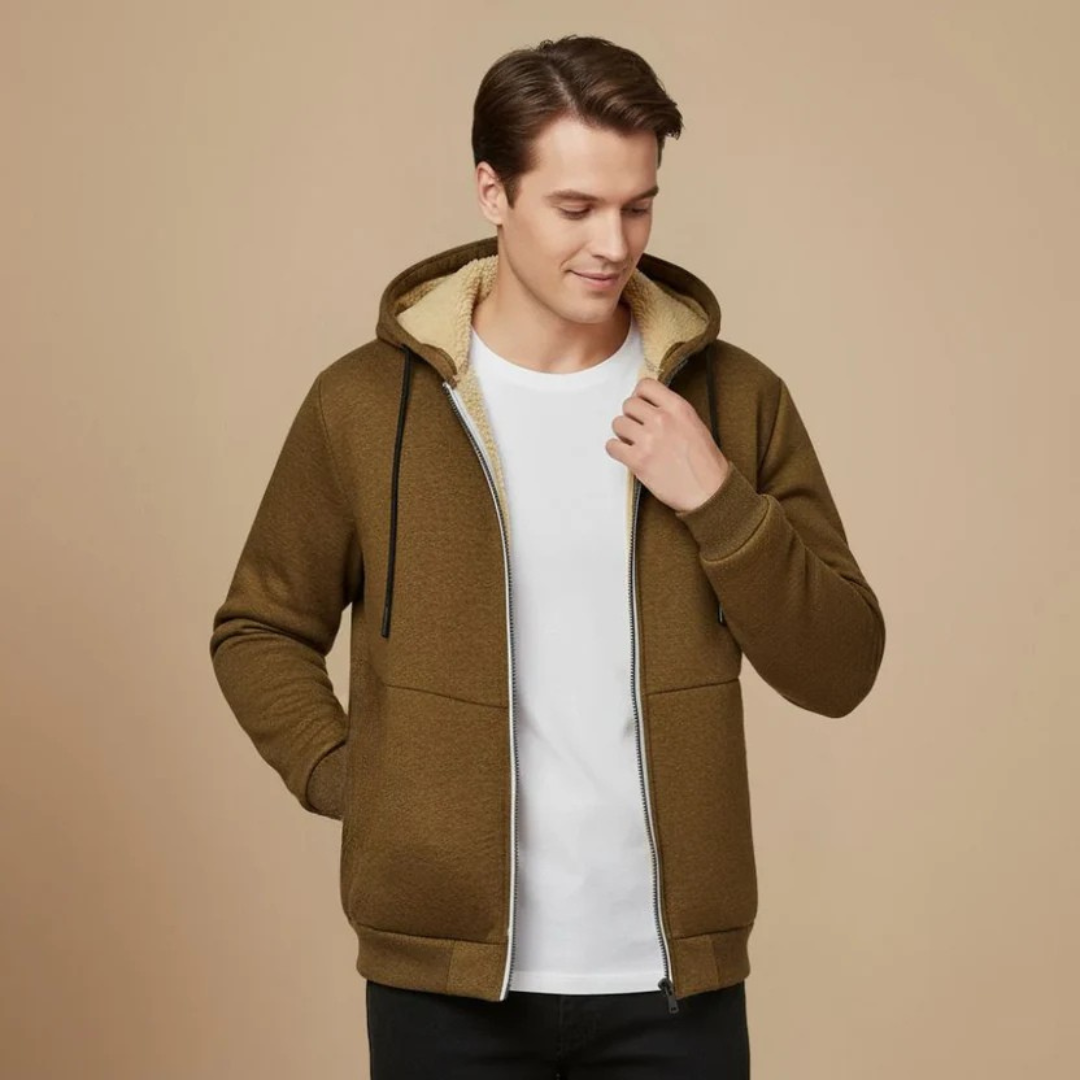 Felpa con Cappuccio da Uomo Foderata e Zip Intera — foto 5