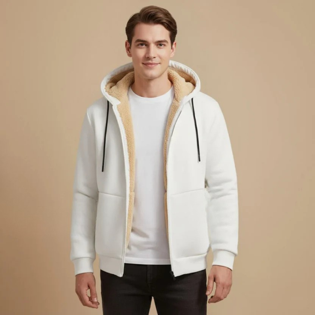 Felpa con Cappuccio da Uomo Foderata e Zip Intera — foto 6