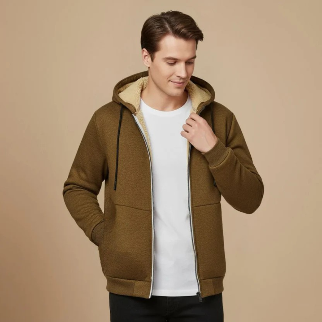 Felpa con Cappuccio da Uomo Foderata e Zip Intera — foto 7