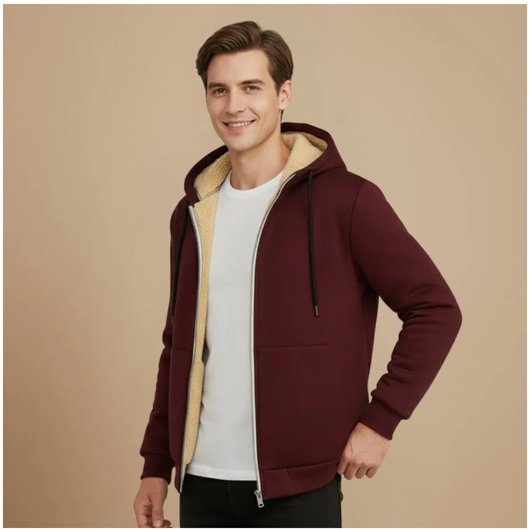 Felpa con Cappuccio da Uomo Foderata e Zip Intera — foto 9