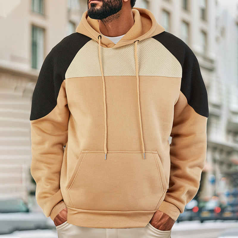 Felpa con Cappuccio da Uomo con Pannelli a Contrasto