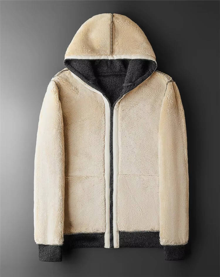 Felpa Sherpa da Uomo con Cappuccio e Zip — foto 12