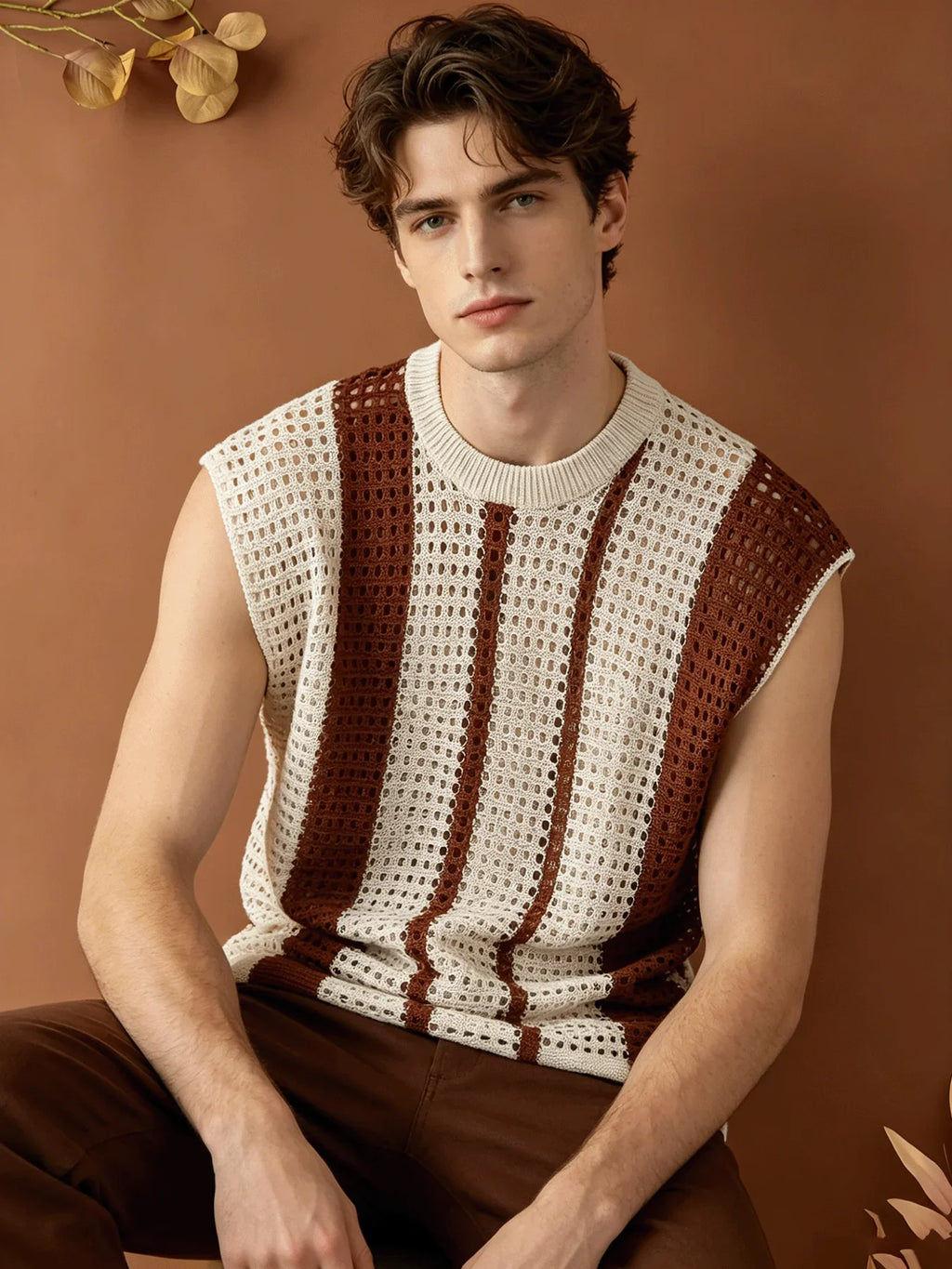 Gilet in Maglia Traforata da Uomo a Righe