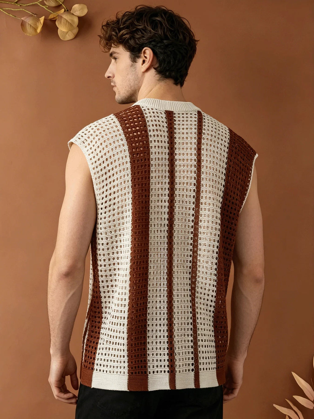 Gilet in Maglia Traforata da Uomo a Righe — foto 2