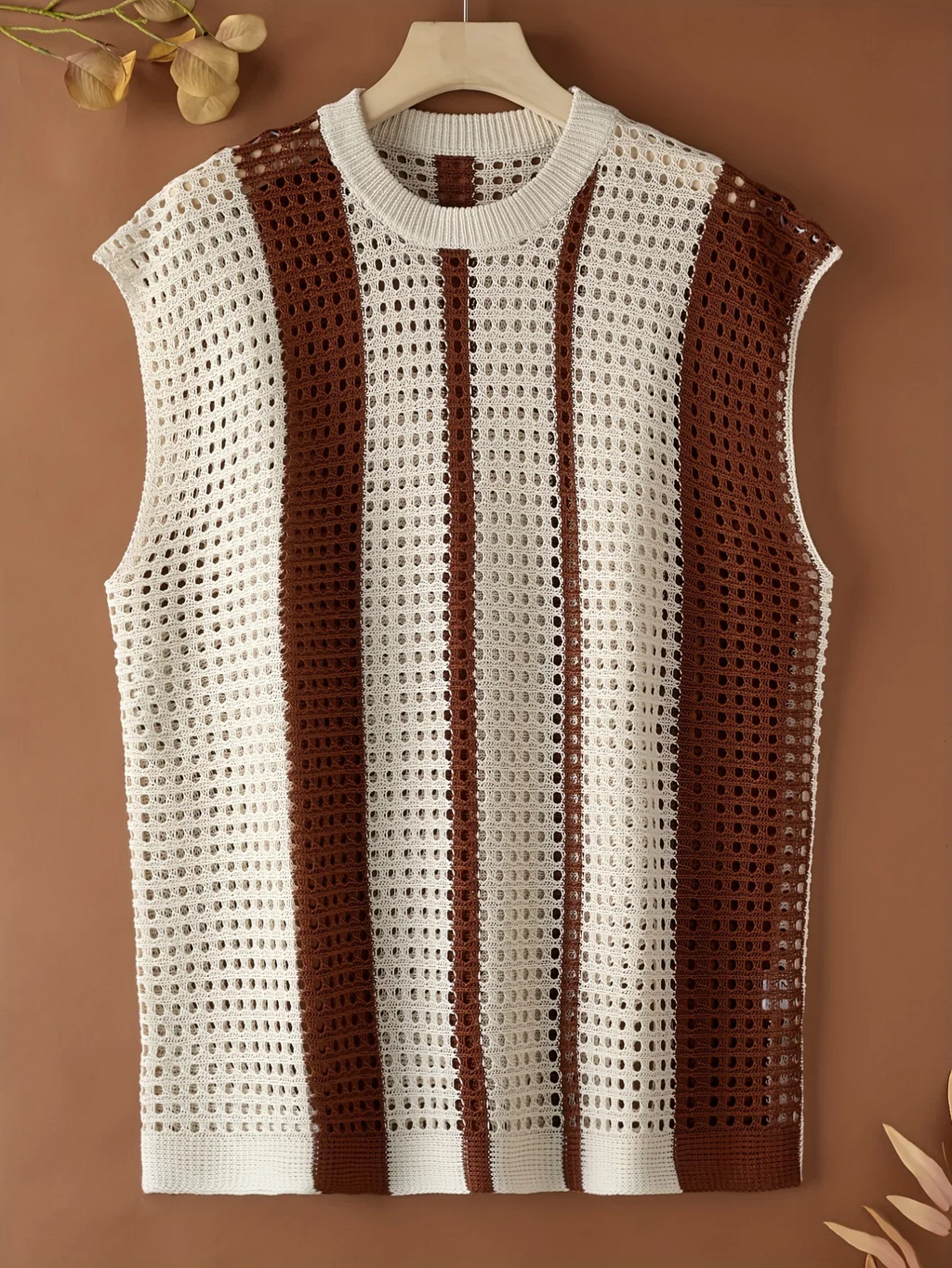 Gilet in Maglia Traforata da Uomo a Righe — foto 3