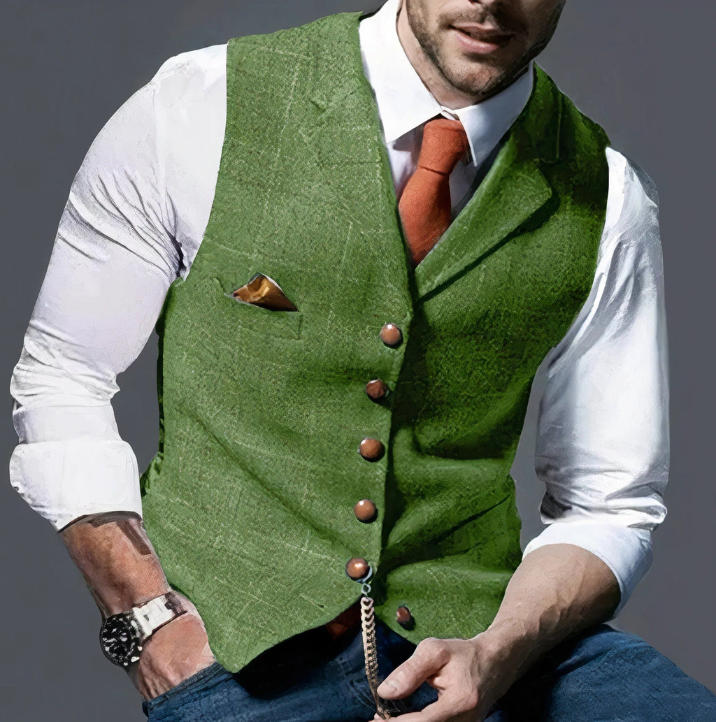 Gilet a Quadri da Uomo con Bottoni Frontali — foto 2