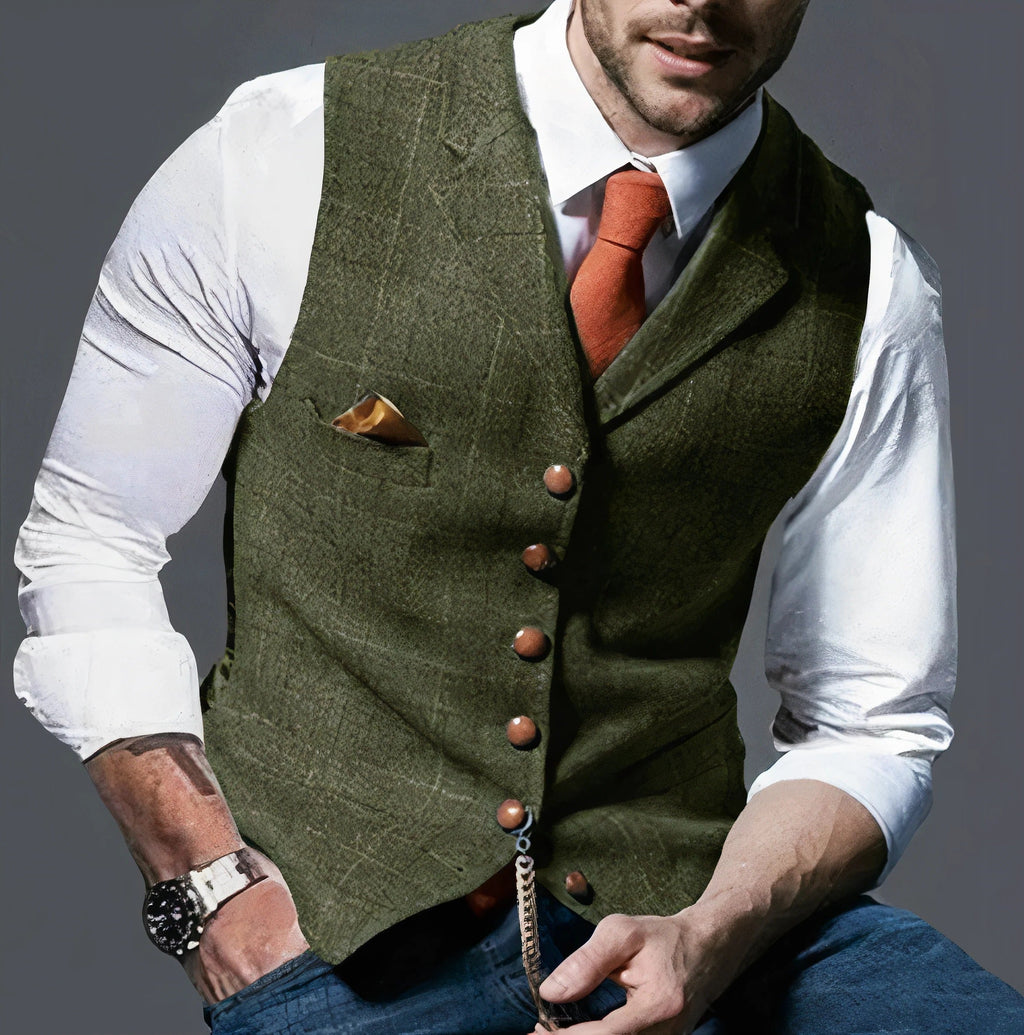 Gilet a Quadri da Uomo con Bottoni Frontali — foto 4