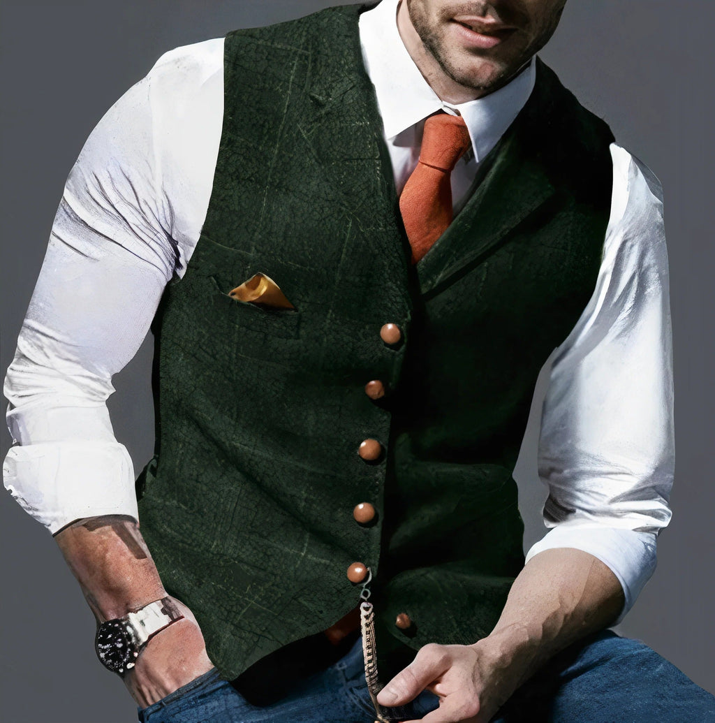 Gilet a Quadri da Uomo con Bottoni Frontali — foto 8