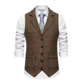 Gilet Spigato da Uomo con Revers e Catena