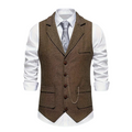 Gilet Spigato da Uomo con Revers e Catena