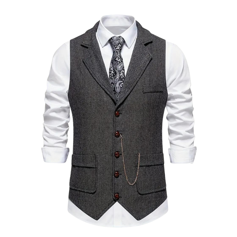 Gilet Spigato da Uomo con Revers e Catena — foto 2