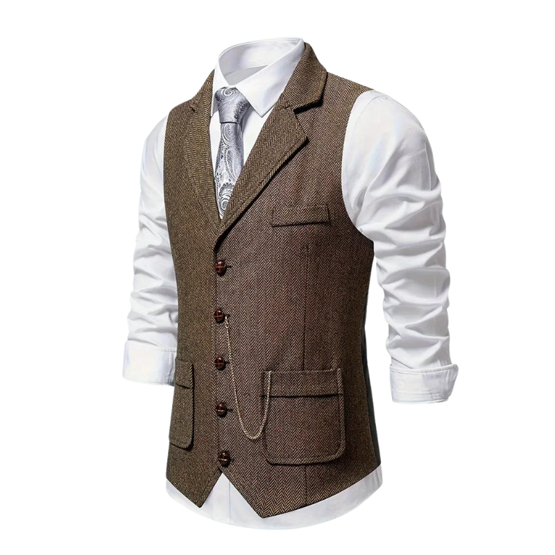 Gilet Spigato da Uomo con Revers e Catena — foto 4