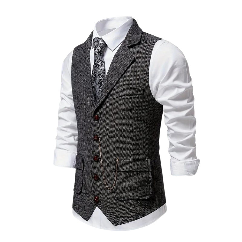 Gilet Spigato da Uomo con Revers e Catena — foto 5