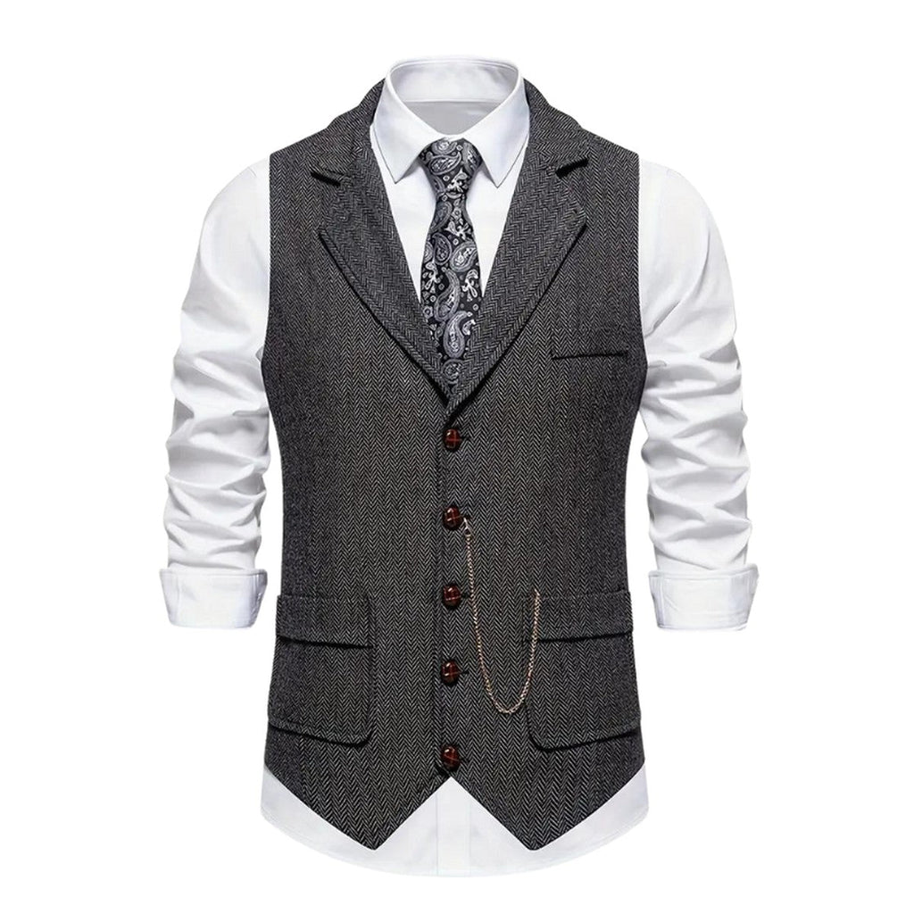 Gilet Spigato da Uomo con Revers e Catena — foto 2