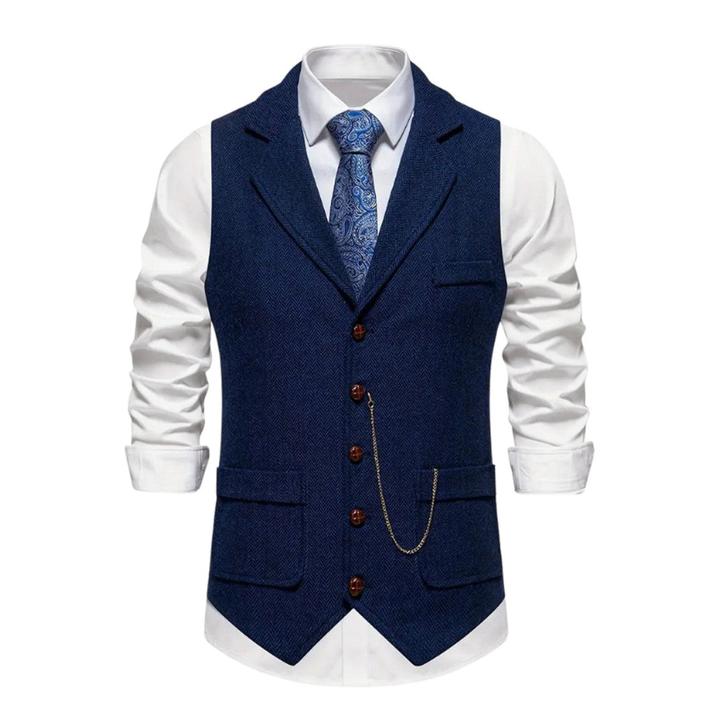 Gilet Spigato da Uomo con Revers e Catena — foto 3