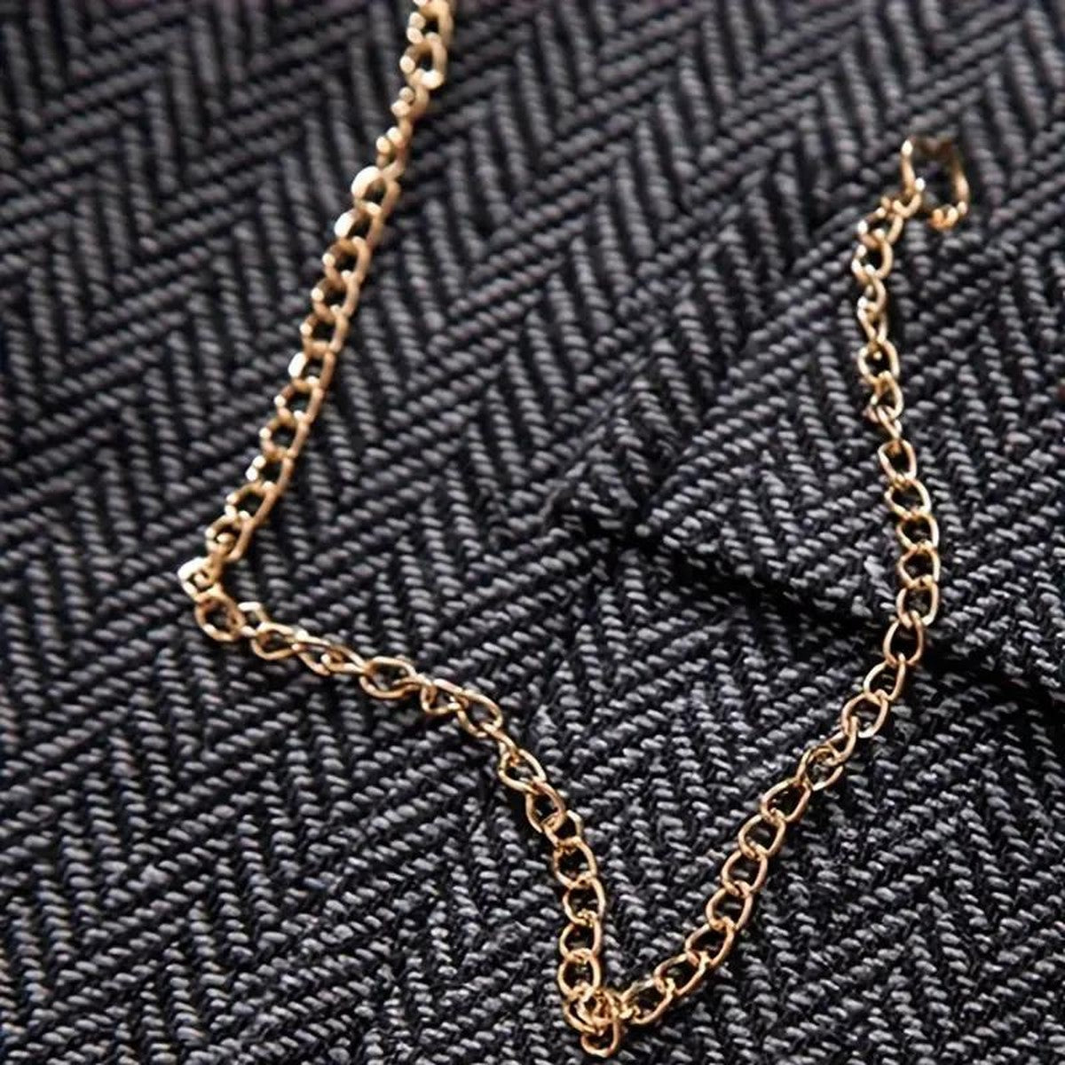 Gilet Spigato da Uomo con Revers e Catena — foto 7