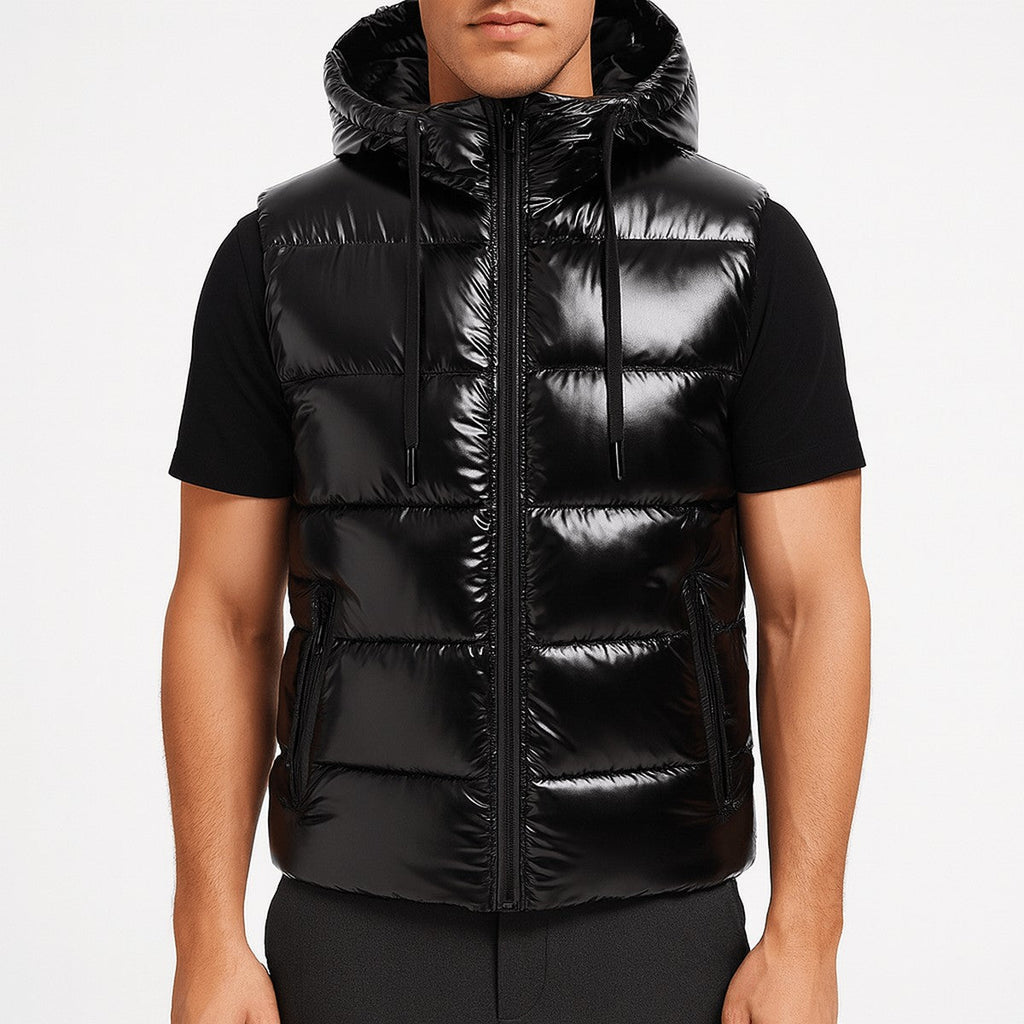 Gilet Trapuntato Lucido da Uomo con Collo Alto — foto 2