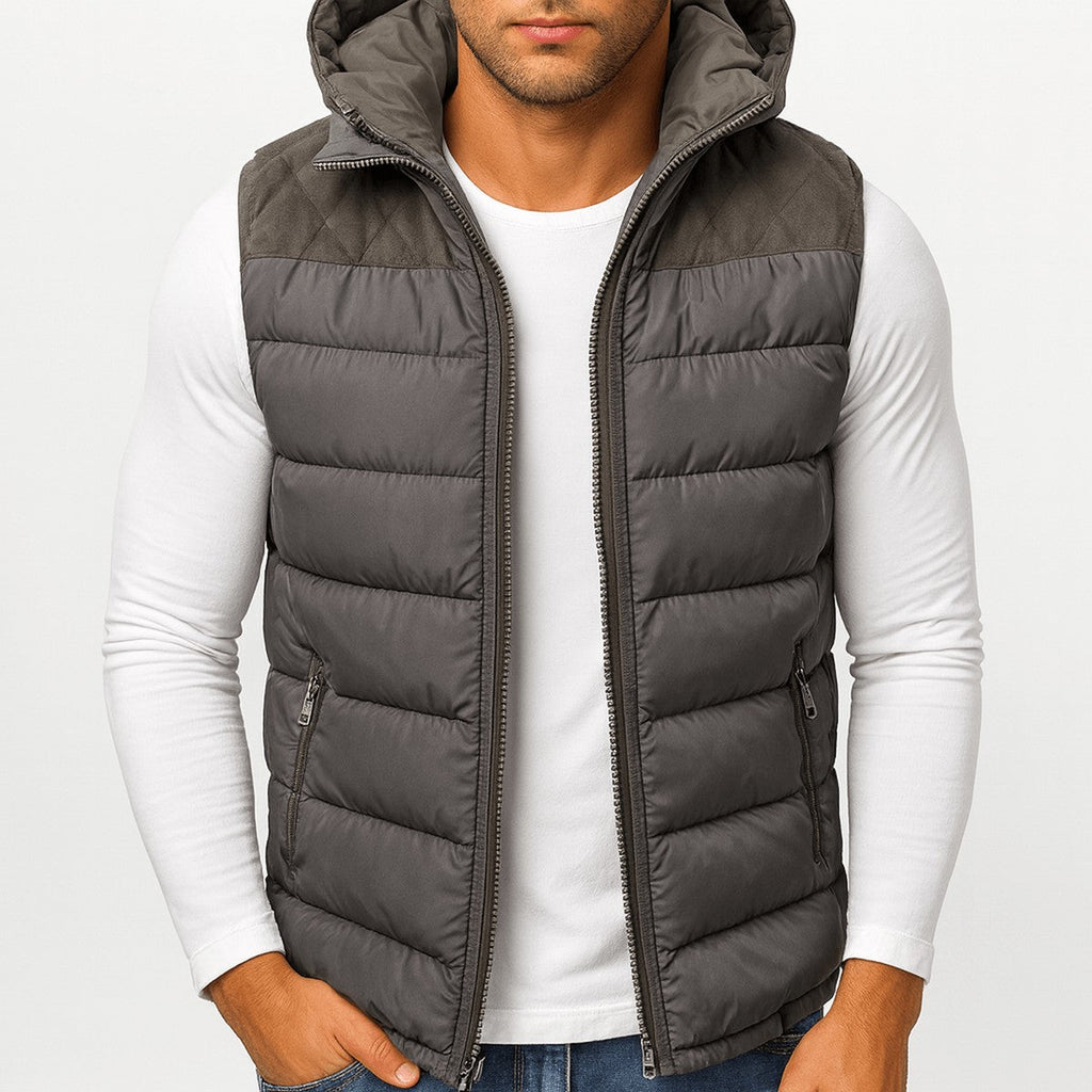 Gilet Trapuntato da Uomo con Cappuccio Staccabile
