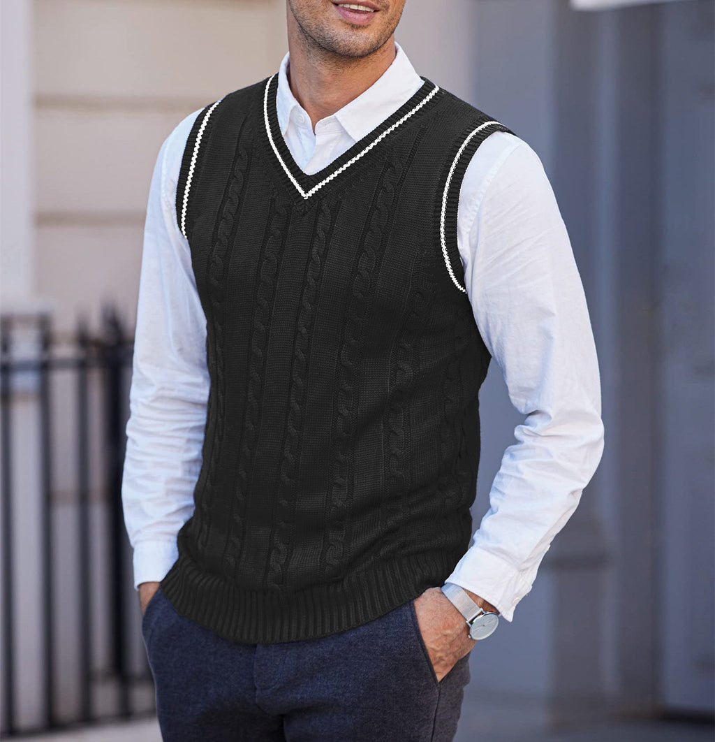 Gilet a Trecce da Uomo Scollo a V