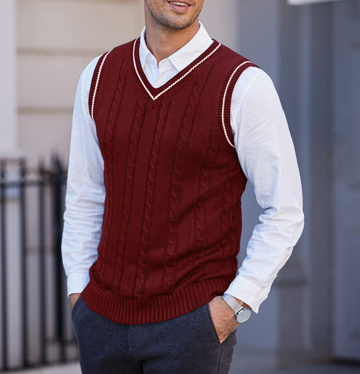 Gilet a Trecce da Uomo Scollo a V — foto 6