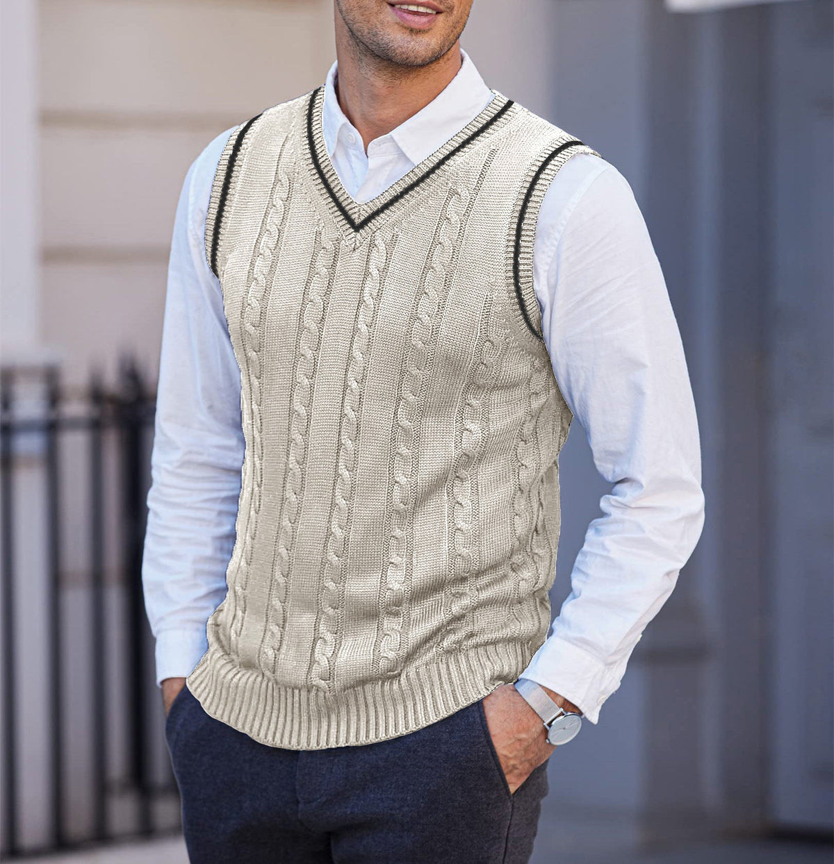 Gilet a Trecce da Uomo Scollo a V — foto 7