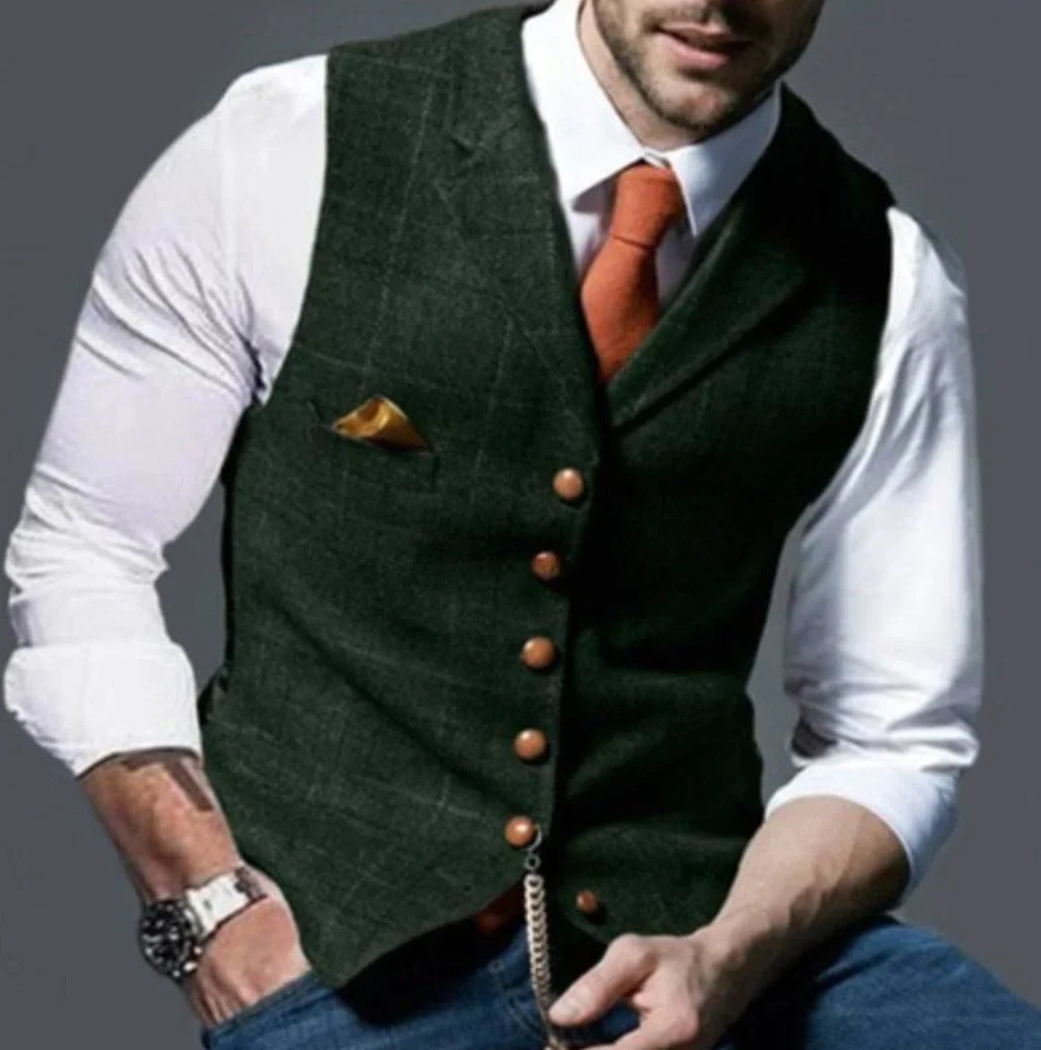 Gilet da Uomo con Collo a Revers Stile Vintage — foto 5