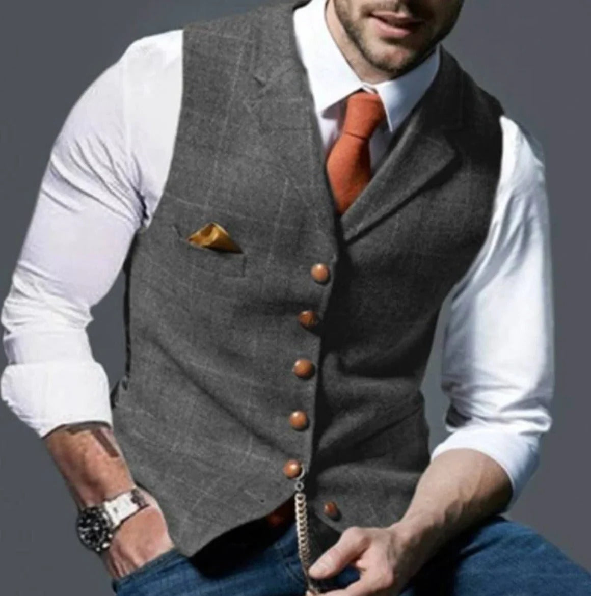 Gilet da Uomo con Collo a Revers Stile Vintage — foto 6
