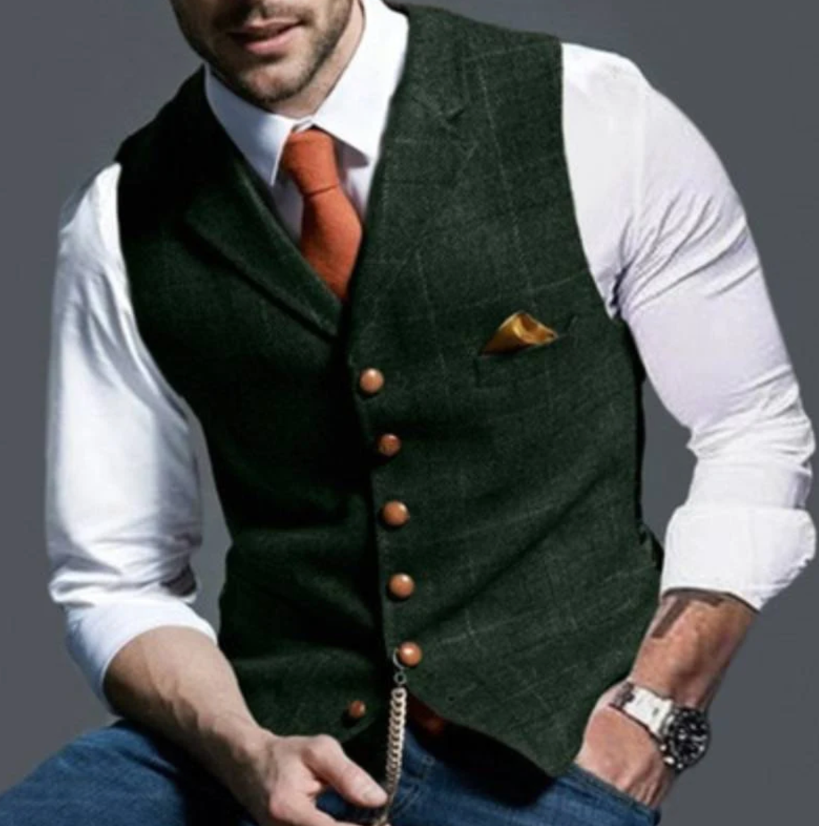 Gilet da Uomo con Collo a Scialle e Bottoni — foto 5