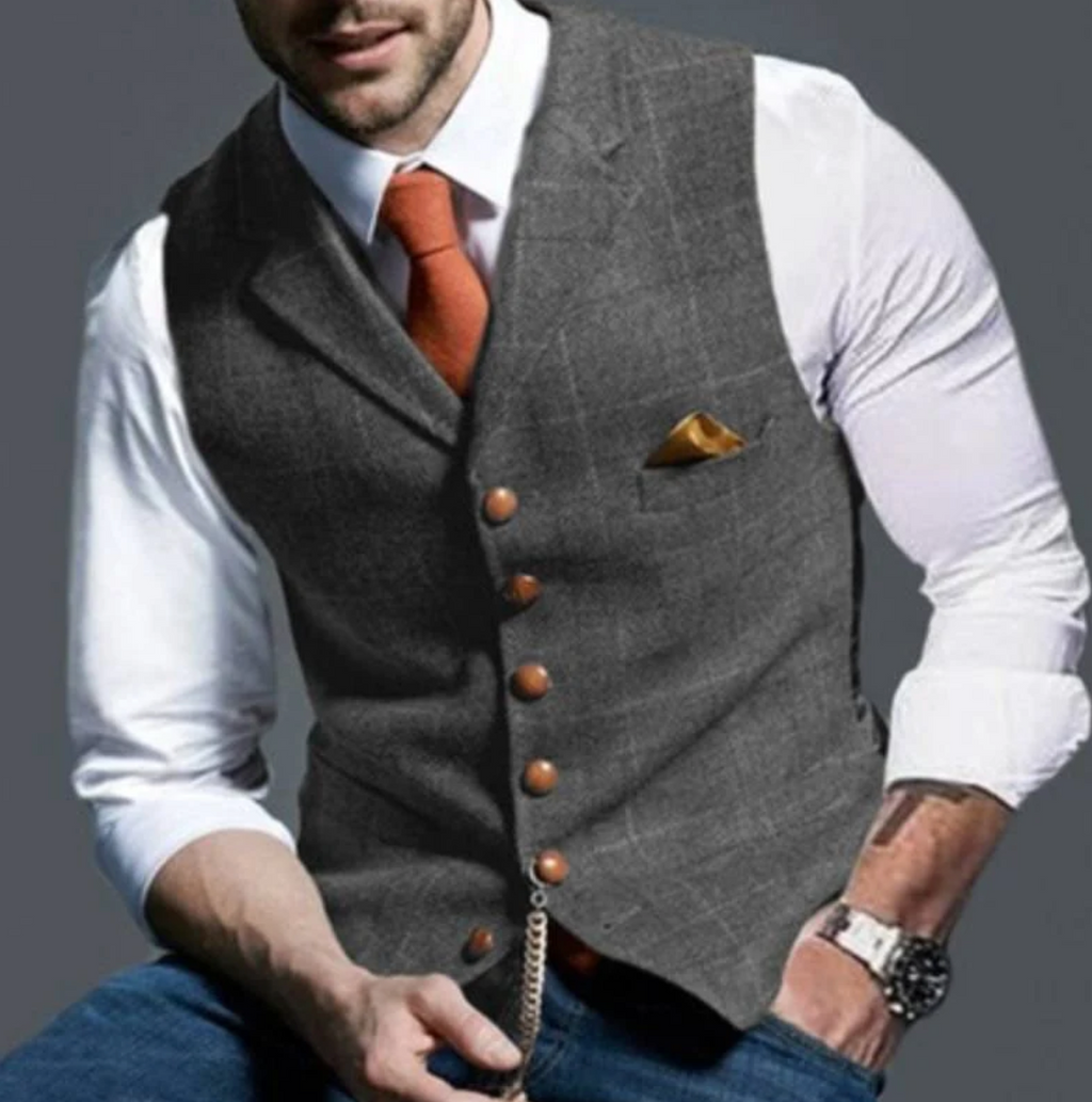 Gilet da Uomo con Collo a Scialle e Bottoni — foto 6
