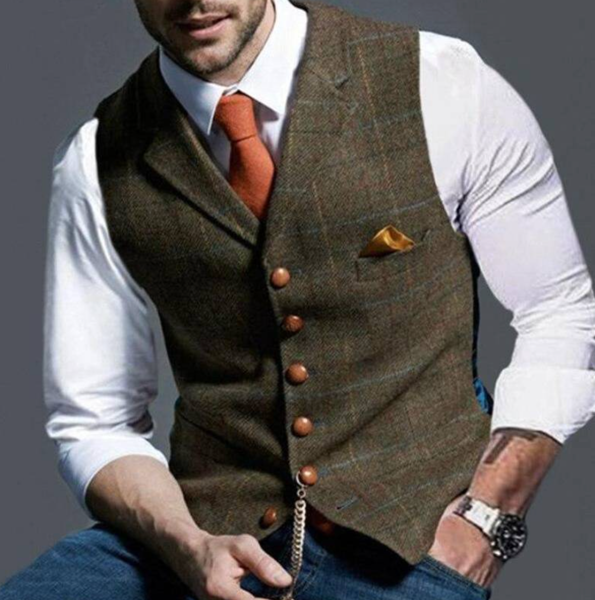 Gilet da Uomo con Collo a Scialle e Bottoni — foto 7