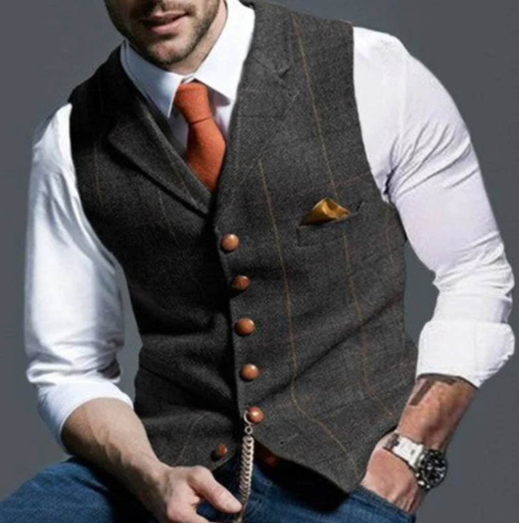 Gilet da Uomo con Collo a Scialle e Bottoni — foto 8