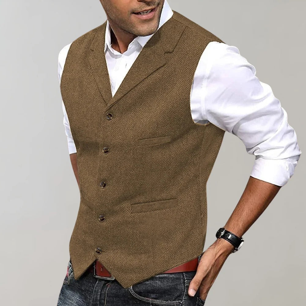 Gilet da Uomo Spigato con Scollo a V — foto 2