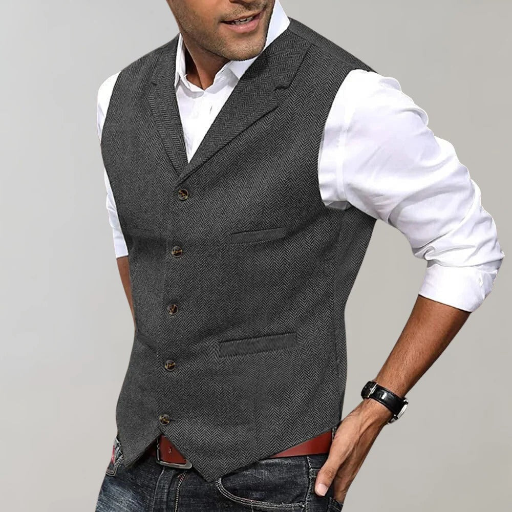 Gilet da Uomo Spigato con Scollo a V — foto 3