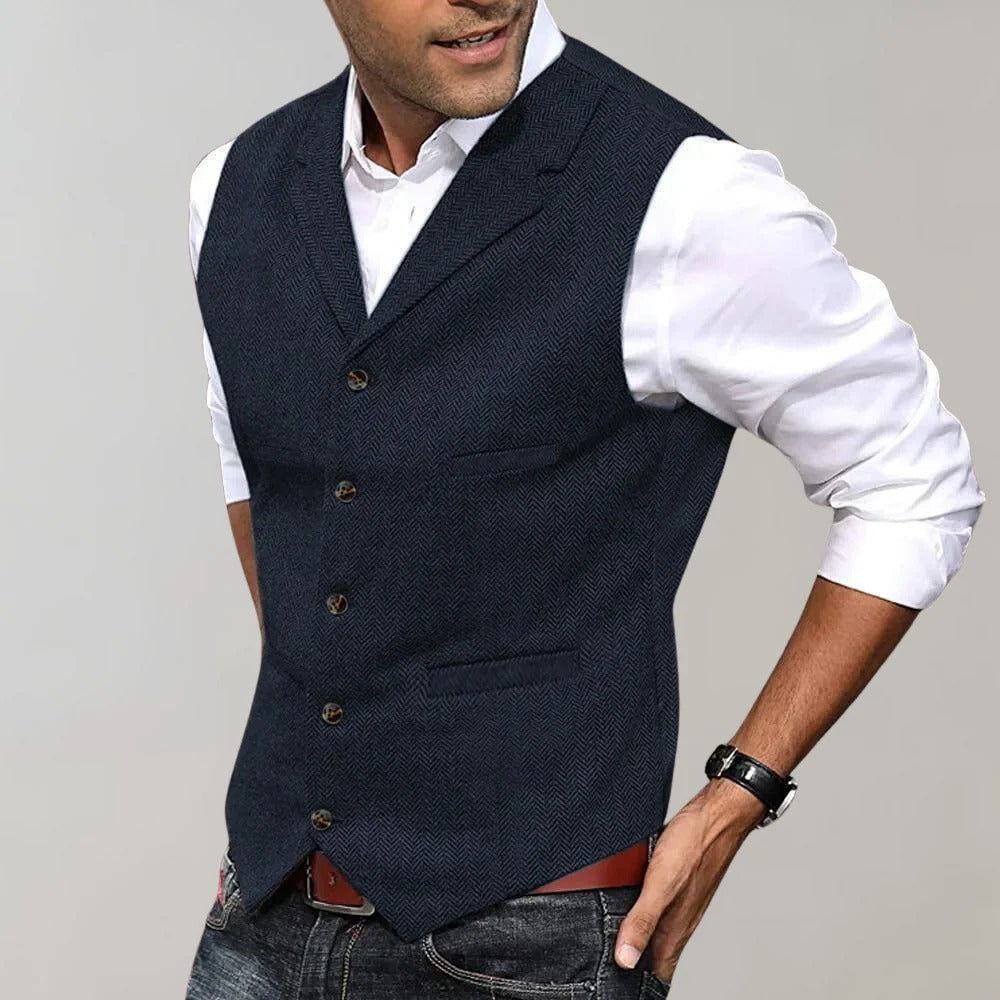 Gilet da Uomo Spigato con Scollo a V — foto 4