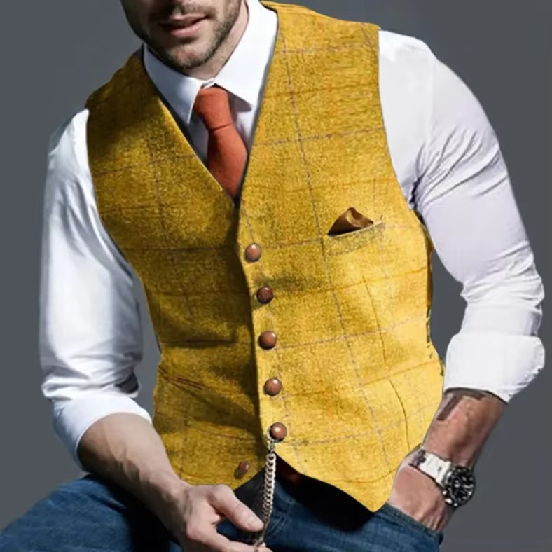 Gilet da Uomo in Tweed a Righe per Cerimonia — foto 4