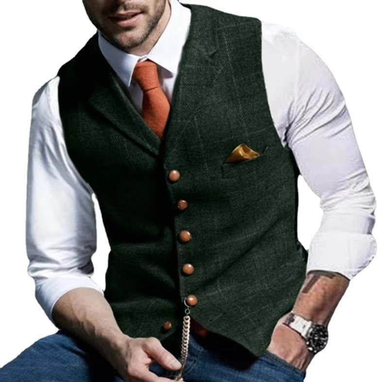 Gilet da Uomo in Tweed a Righe per Cerimonia — foto 5