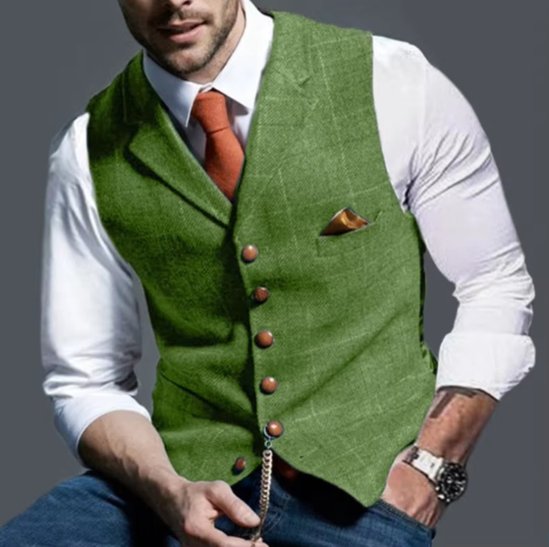 Gilet da Uomo in Tweed a Righe per Cerimonia — foto 6