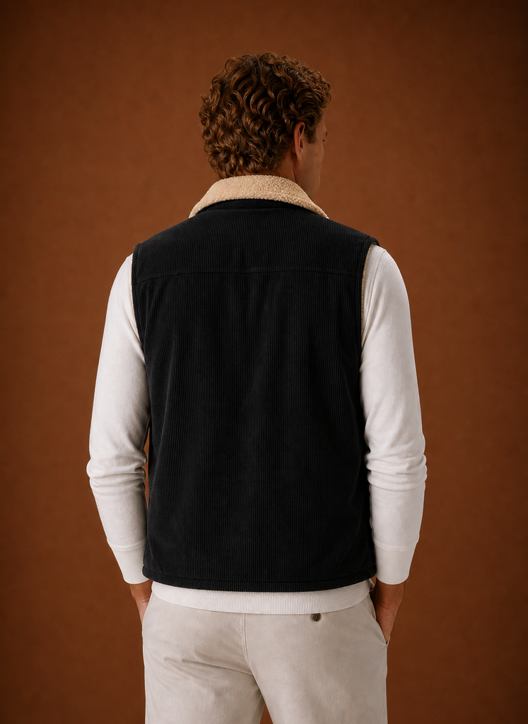 Gilet da Uomo in Velluto a Coste Foderato Sherpa — foto 12