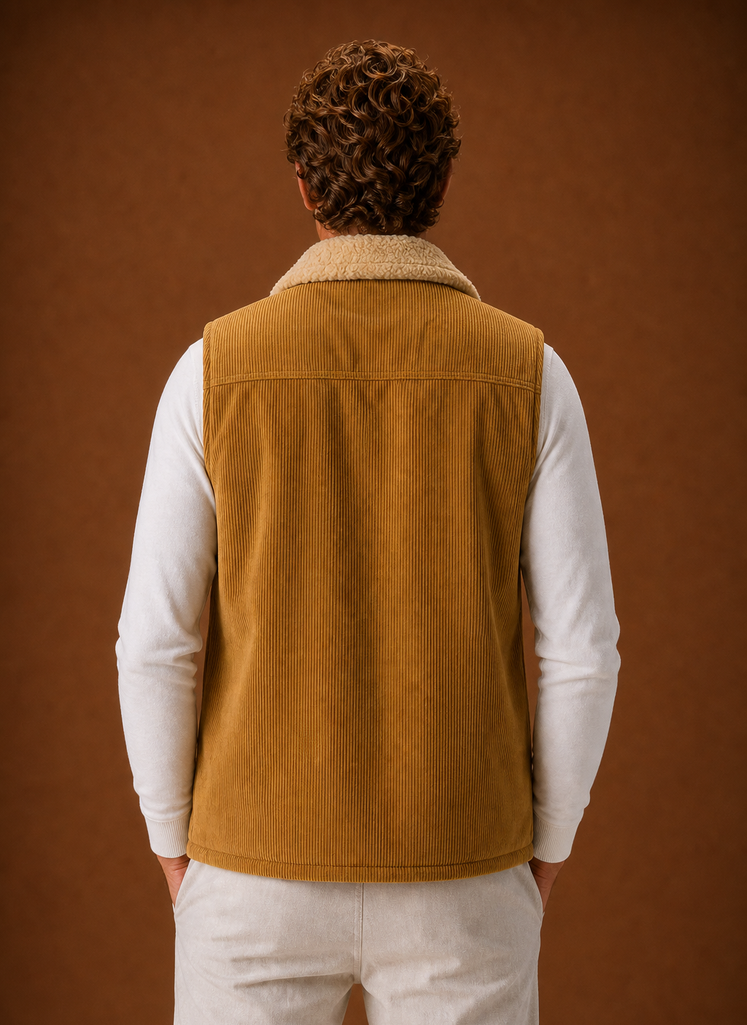Gilet da Uomo in Velluto a Coste Foderato Sherpa — foto 15