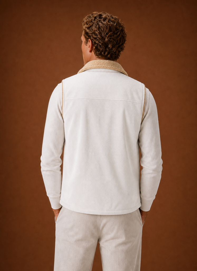 Gilet da Uomo in Velluto a Coste Foderato Sherpa — foto 8