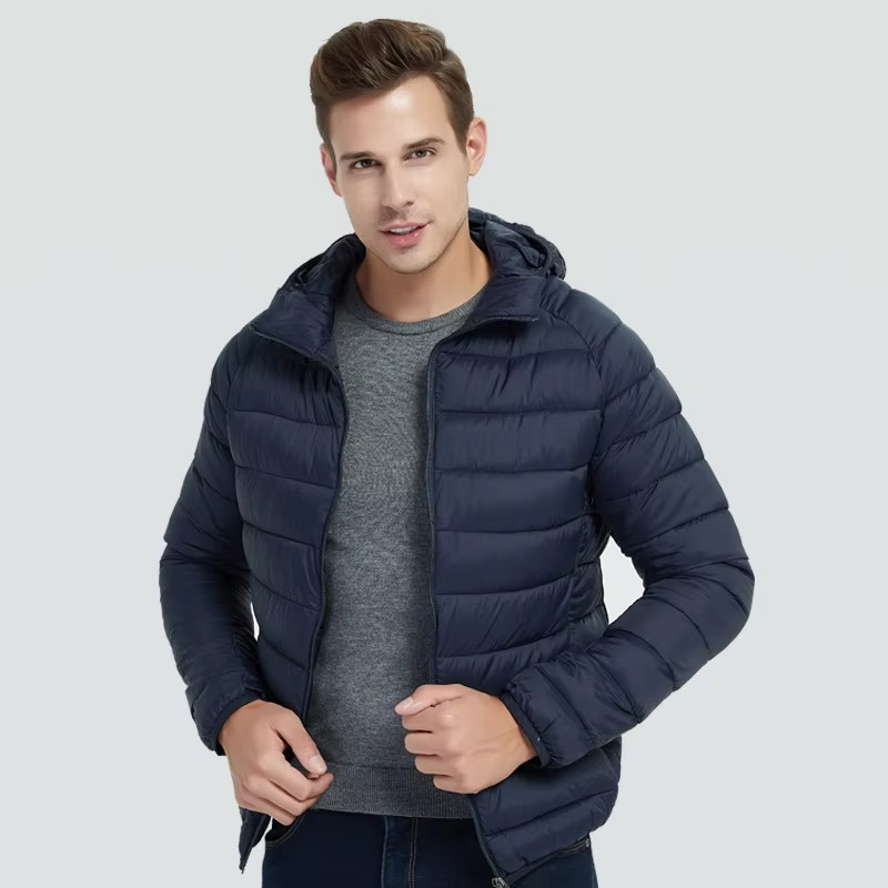 Giubbotto Leggero da Uomo con Cappuccio e Tasche Zip