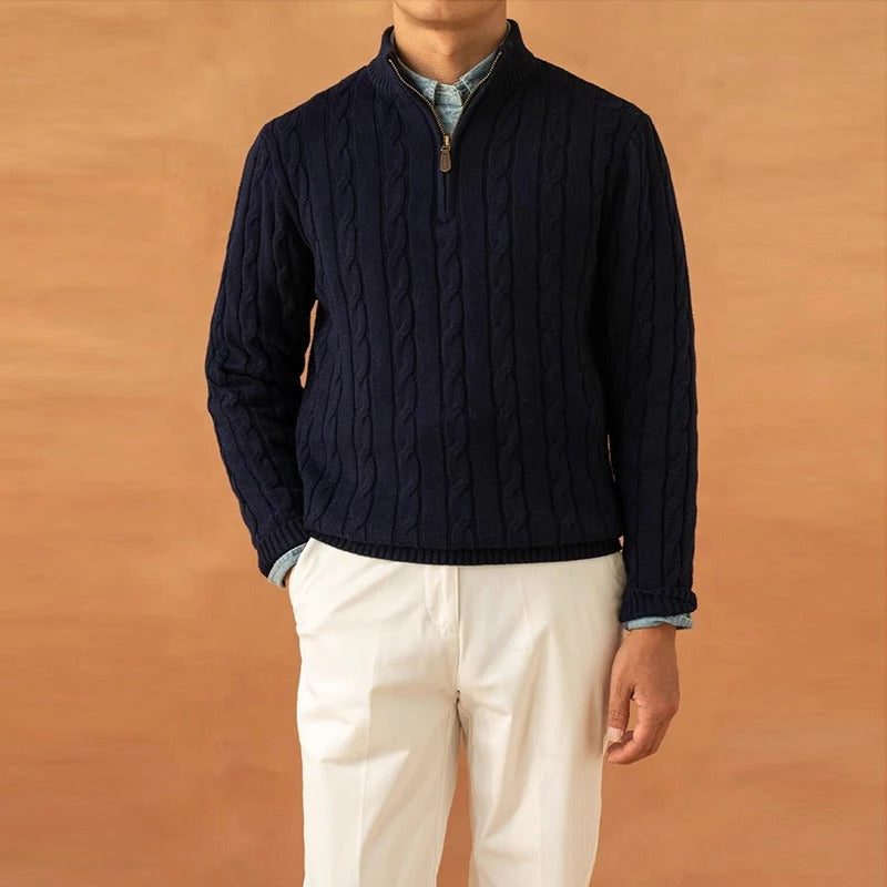 Maglione da Uomo Collo Alto Mezza Zip — foto 2